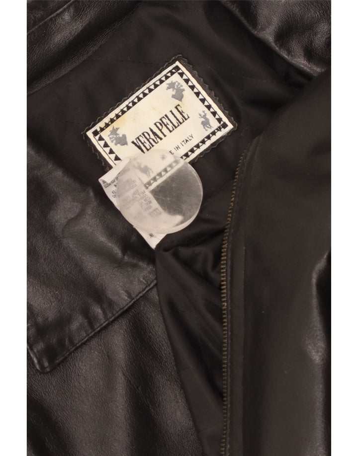 Vintage Mens Bomber Leather Jacket UK 42 2XL Black Leather