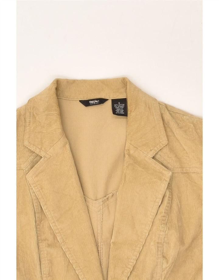 MOSSIMO Womens 1 Button Corduroy Blazer Jacket UK 10 Small Beige Cotton | Vintage Mossimo | Thrift | Second-Hand Mossimo | Used Clothing | Messina Hembry 