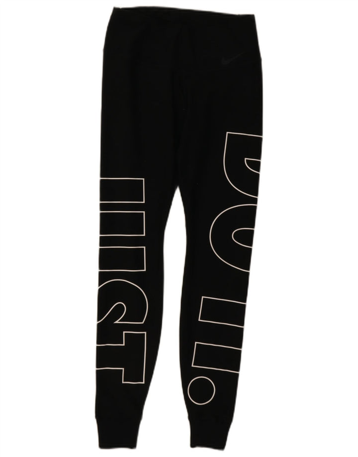Nike Womens Dri Fit Graphic Leggings UK 6 XS Black Polyester