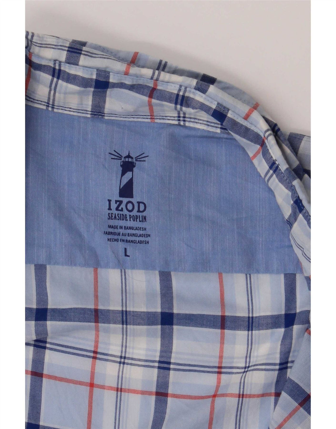 Izod Mens Short Sleeve Shirt Large Blue Check