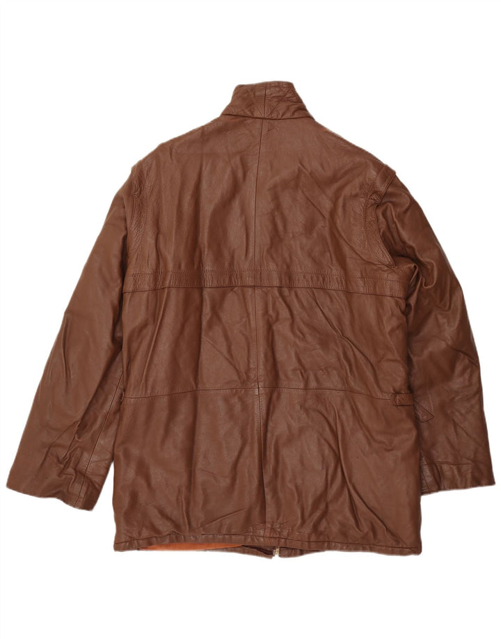 Vintage Mens Leather Jacket IT 54 2XL Brown Leather