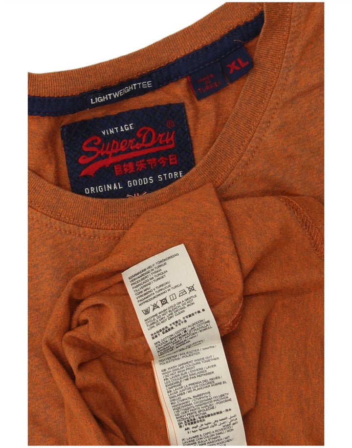 SUPERDRY Mens Graphic T-Shirt Top XL Orange Flecked Cotton