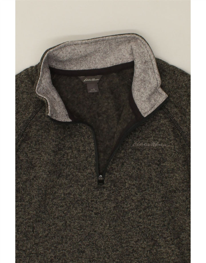EDDIE BAUER Mens Zip Neck Sweatshirt Jumper Large Grey Polyester Vintage Eddie Bauer and Second-Hand Eddie Bauer from Messina Hembry 
