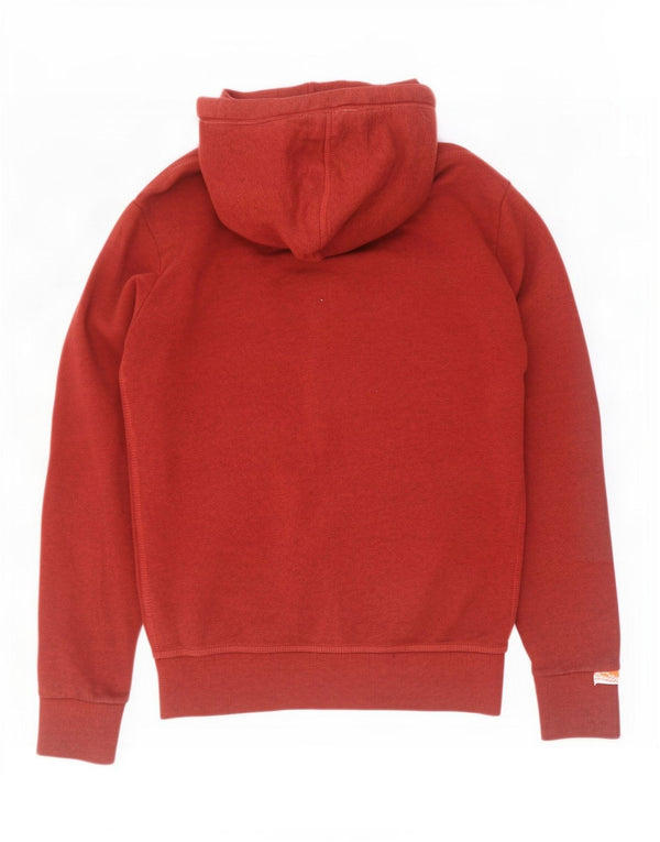 Superdry Mens Zip Hoodie Sweater Large Burgundy Cotton