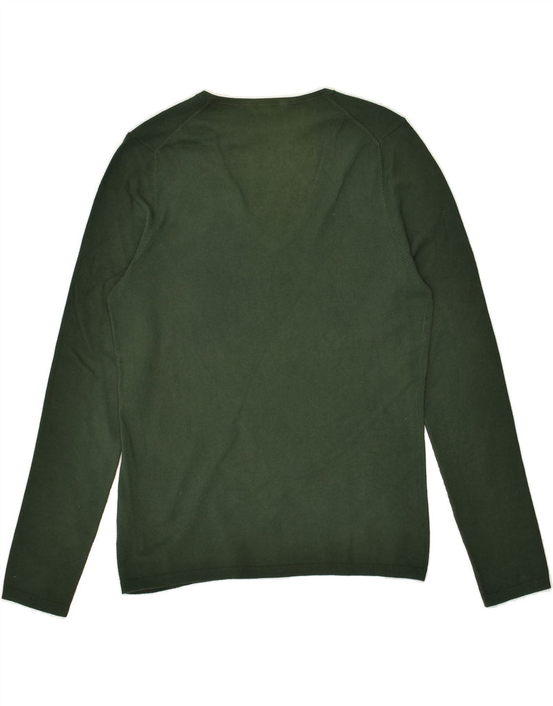 TOMMY HILFIGER Womens V-Neck Jumper Sweater UK 10 Small Green Cotton | Vintage Tommy Hilfiger | Thrift | Second-Hand Tommy Hilfiger | Used Clothing | Messina Hembry 