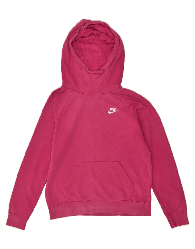 NIKE Womens Loose Fit Hoodie Jumper UK 14 Medium Pink Cotton | Vintage Nike | Thrift | Second-Hand Nike | Used Clothing | Messina Hembry 