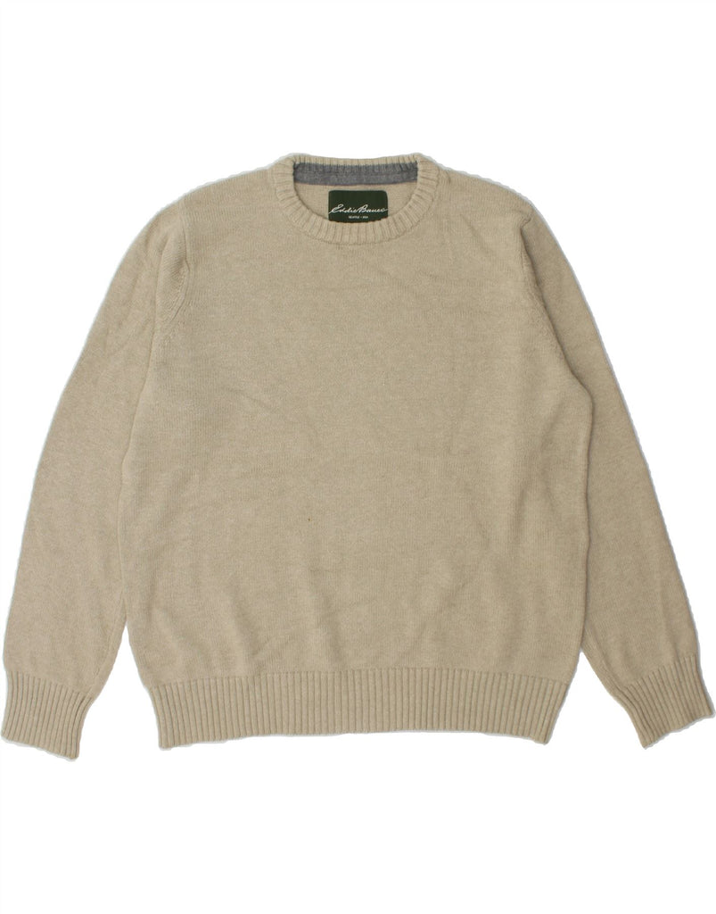 EDDIE BAUER Mens Crew Neck Jumper Sweater Large Beige Cotton Vintage Eddie Bauer and Second-Hand Eddie Bauer from Messina Hembry 