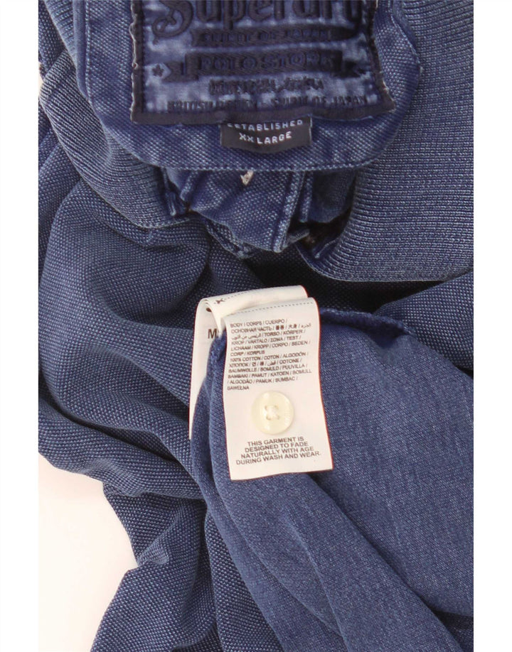 Superdry Mens Polo Shirt 2XL Blue Cotton