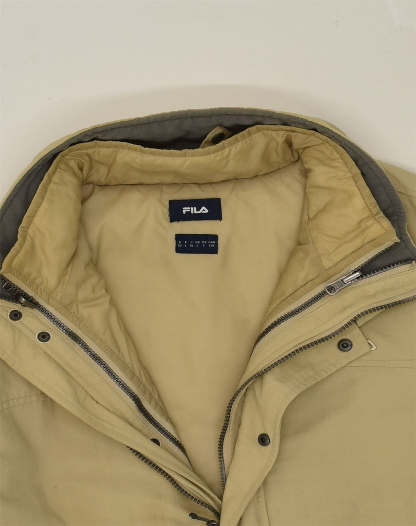 FILA Mens Padded Jacket UK 40 Large Beige Nylon | Vintage Fila | Thrift | Second-Hand Fila | Used Clothing | Messina Hembry 