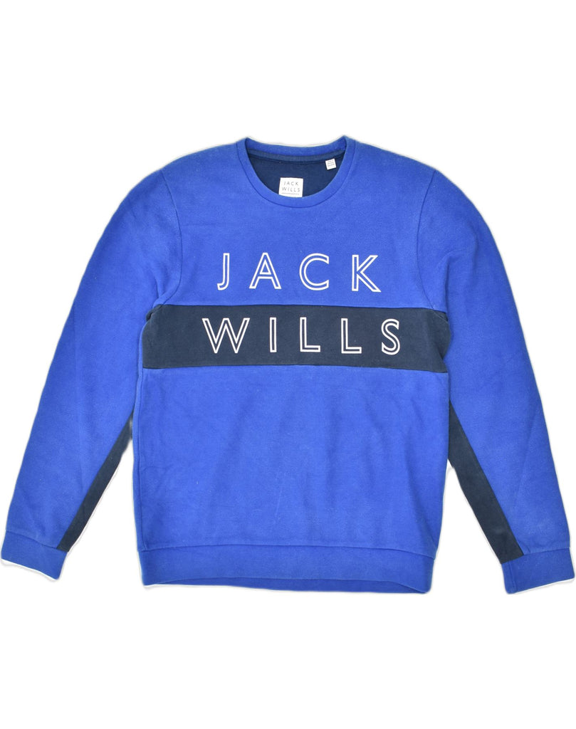 JACK WILLS Mens Graphic Sweatshirt Jumper Medium Blue Cotton | Vintage Jack Wills | Thrift | Second-Hand Jack Wills | Used Clothing | Messina Hembry 