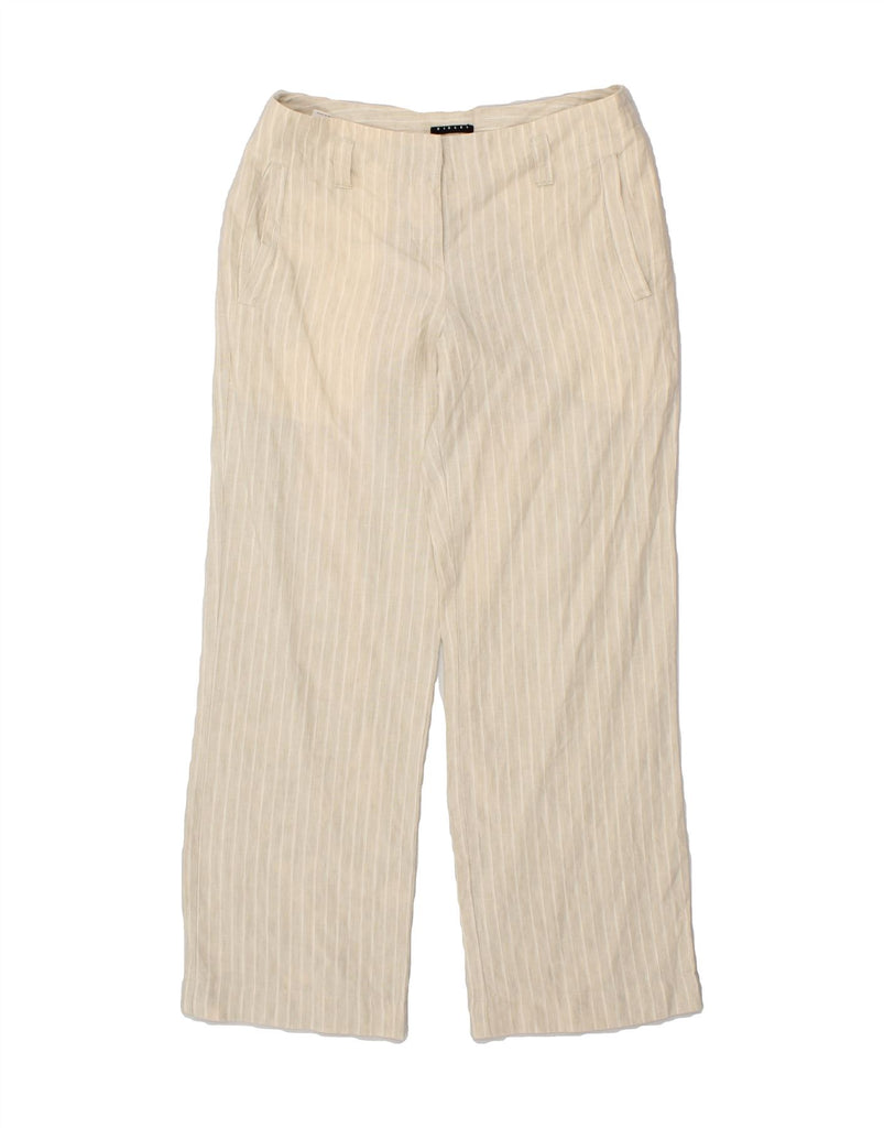 SISLEY Womens Straight Chino Trousers EU 42 Large W32 L29  Beige Striped Vintage Sisley and Second-Hand Sisley from Messina Hembry 