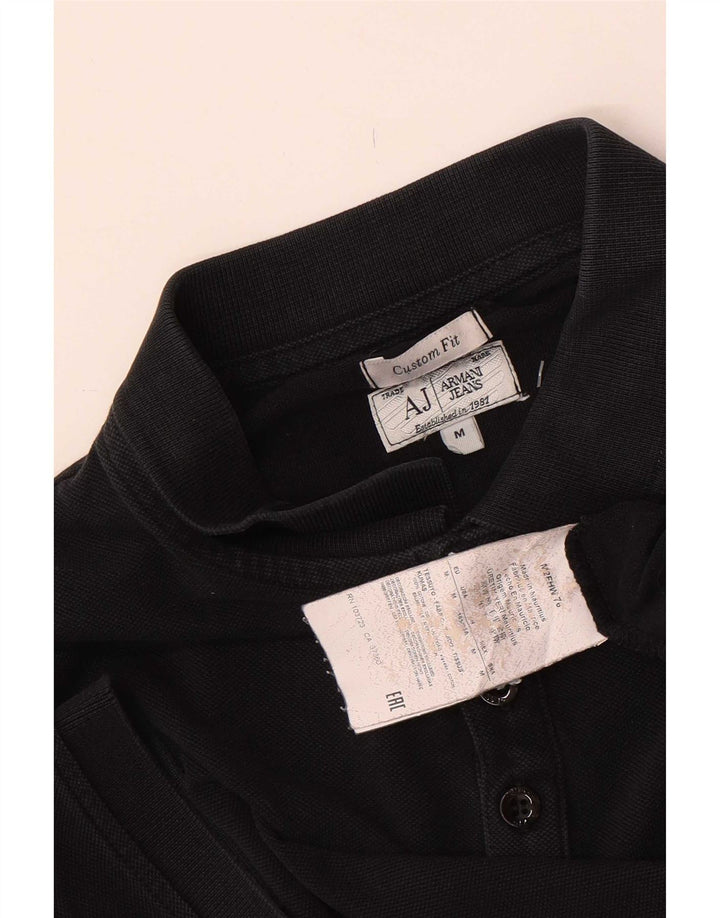 Armani Jeans Mens Custom Fit Polo Shirt Medium Black Cotton