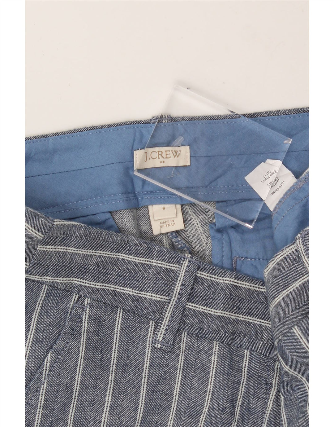 J. CREW Womens Chino Shorts US 6 Medium W32  Navy Blue Striped Cotton Vintage J. Crew and Second-Hand J. Crew from Messina Hembry 