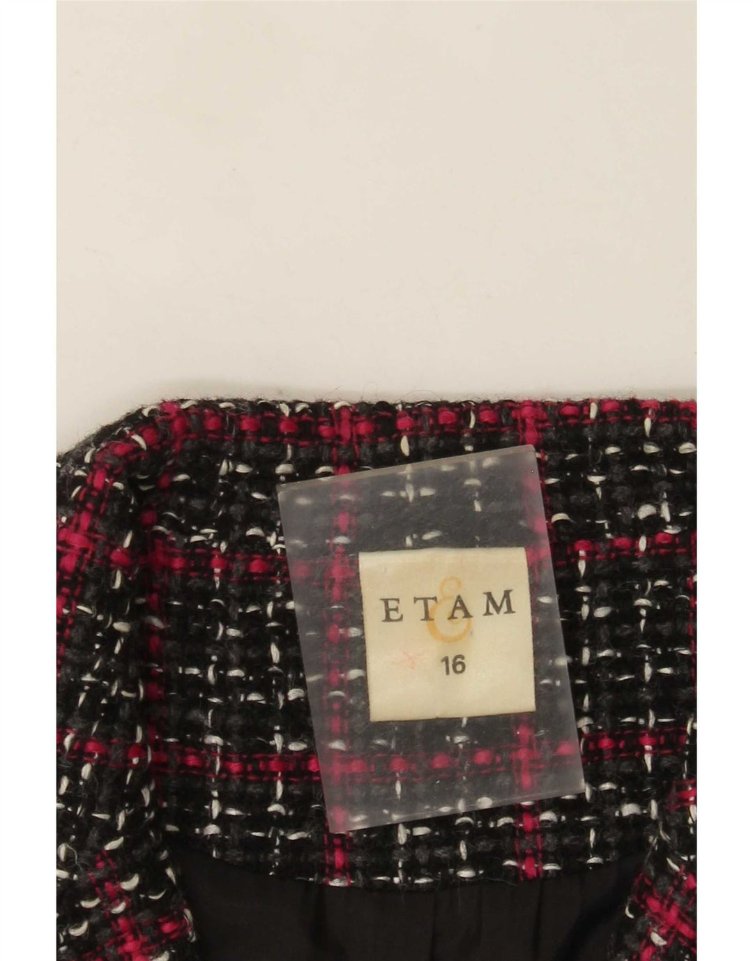 Etam Womens 4 Button Blazer Jacket UK 16 Large Black Check Viscose