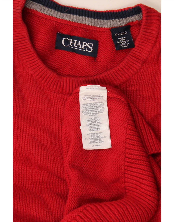 Chaps Mens Crew Neck Jumper Sweater XL Red Cotton