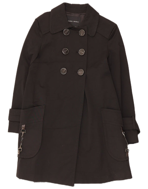Zara Mens Trench Coat UK 40 Large Black Cotton