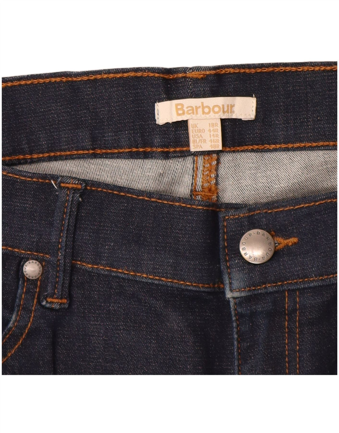 BARBOUR Womens Straight Jeans UK 18 XL W34 L28 Navy Blue Cotton