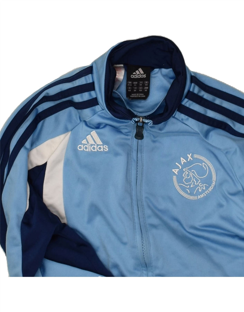 ADIDAS Boys Ajax Graphic Tracksuit Top Jacket 7-8 Years Blue Colourblock | Vintage Adidas | Thrift | Second-Hand Adidas | Used Clothing | Messina Hembry 