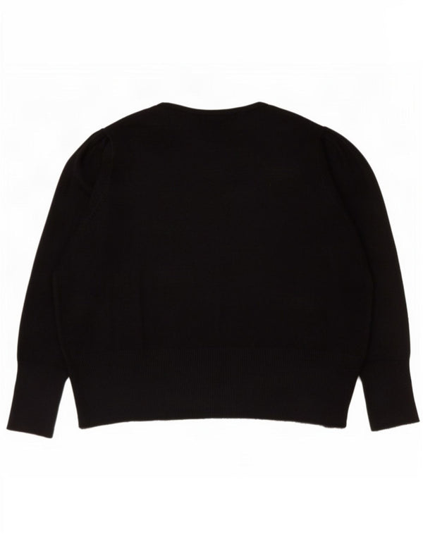 Marks & Spencer Womens Boat Neck Jumper Sweater UK 24 4XL Black Viscose