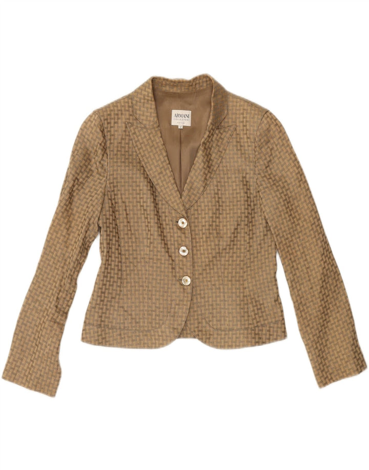 ARMANI COLLEZIONI Womens 3 Button Blazer Jacket IT 44 Medium Grey Check Vintage Armani Collezioni and Second-Hand Armani Collezioni from Messina Hembry 