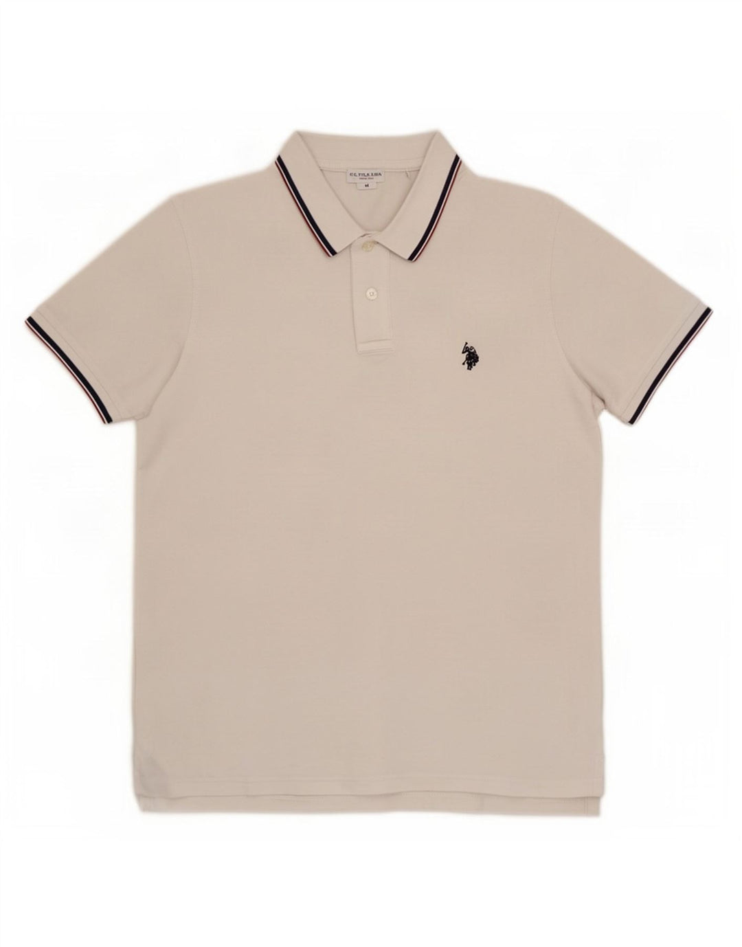 U.S. Polo Assn. Mens Polo Shirt Medium White Cotton