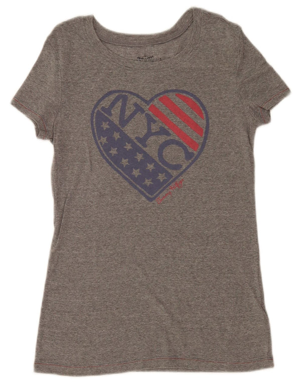 Tommy Hilfiger Womens NYC Graphic T-Shirt Top UK 10 Small Grey Cotton USA