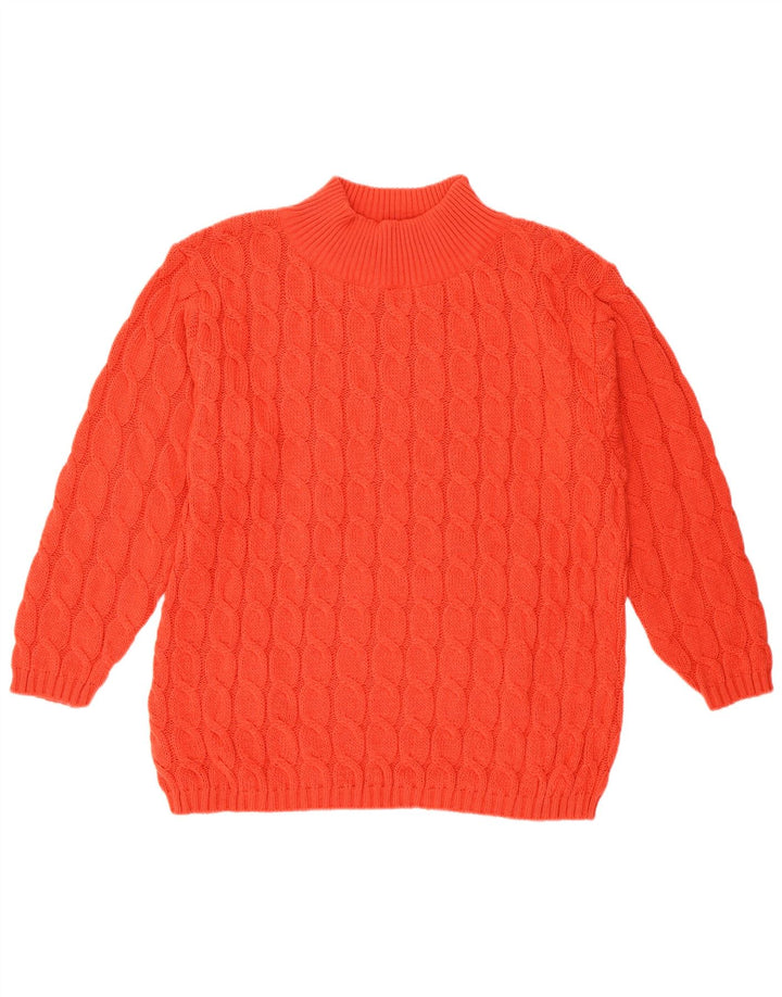 VINTAGE Womens Turtle Neck Jumper Sweater UK 14 Medium Red Wool