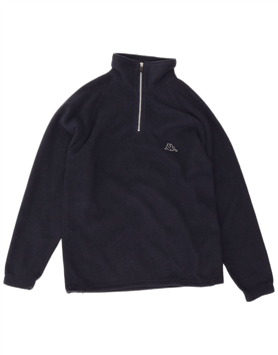 KAPPA Mens Zip Neck Fleece Jumper Small Navy Blue Polyester