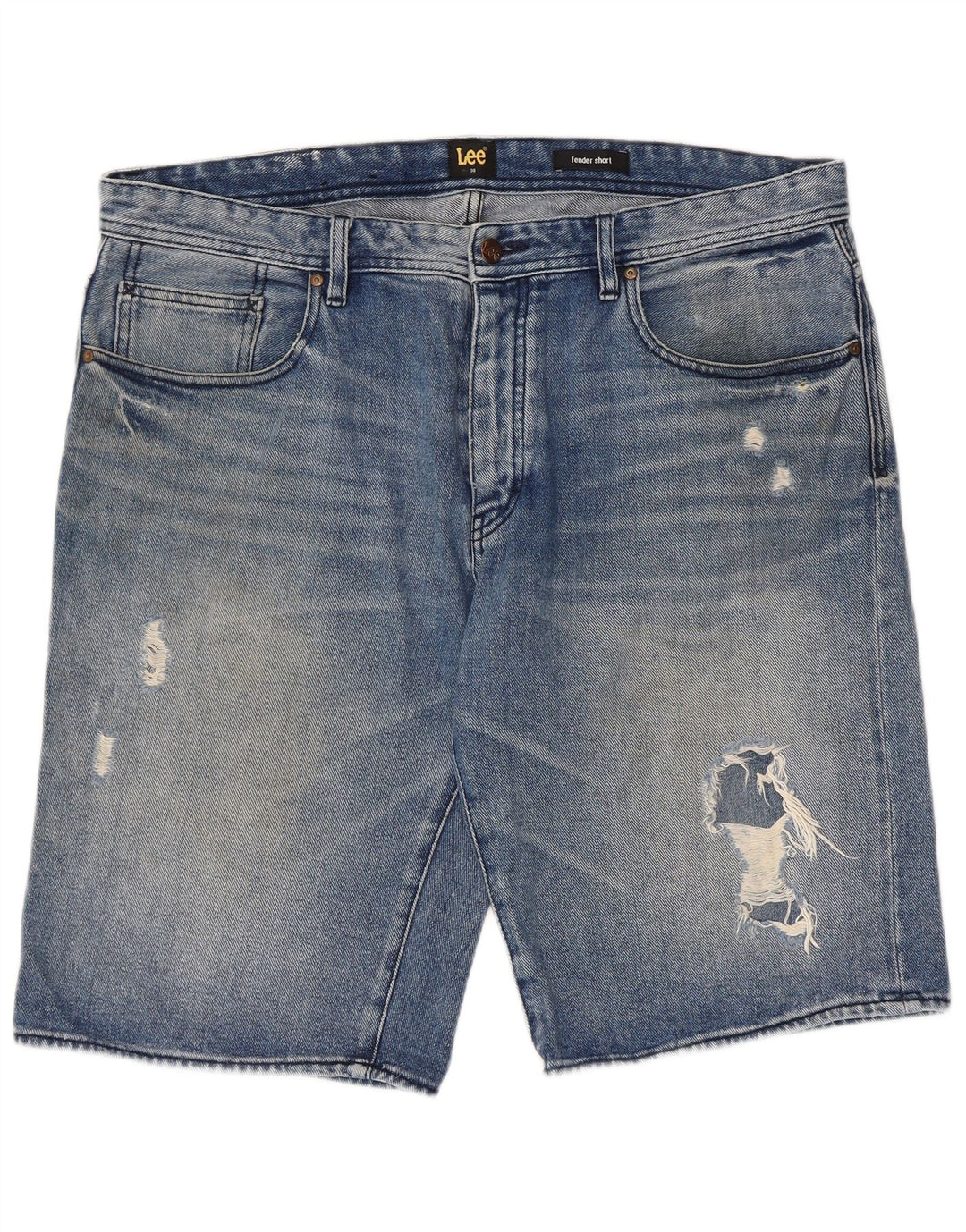 LEE Mens Distressed Denim Shorts W38 XL Blue Cotton