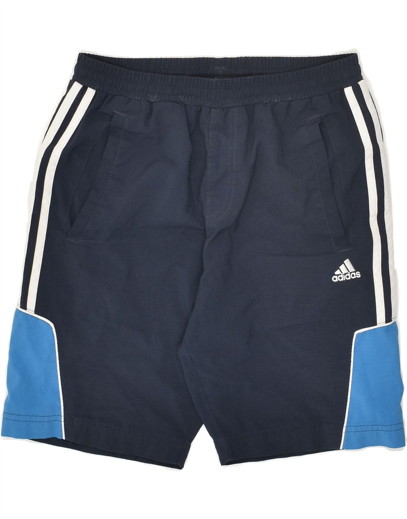 ADIDAS Boys Climalite Sport Shorts 11-12 Years Navy Blue Colourblock | Vintage Adidas | Thrift | Second-Hand Adidas | Used Clothing | Messina Hembry 