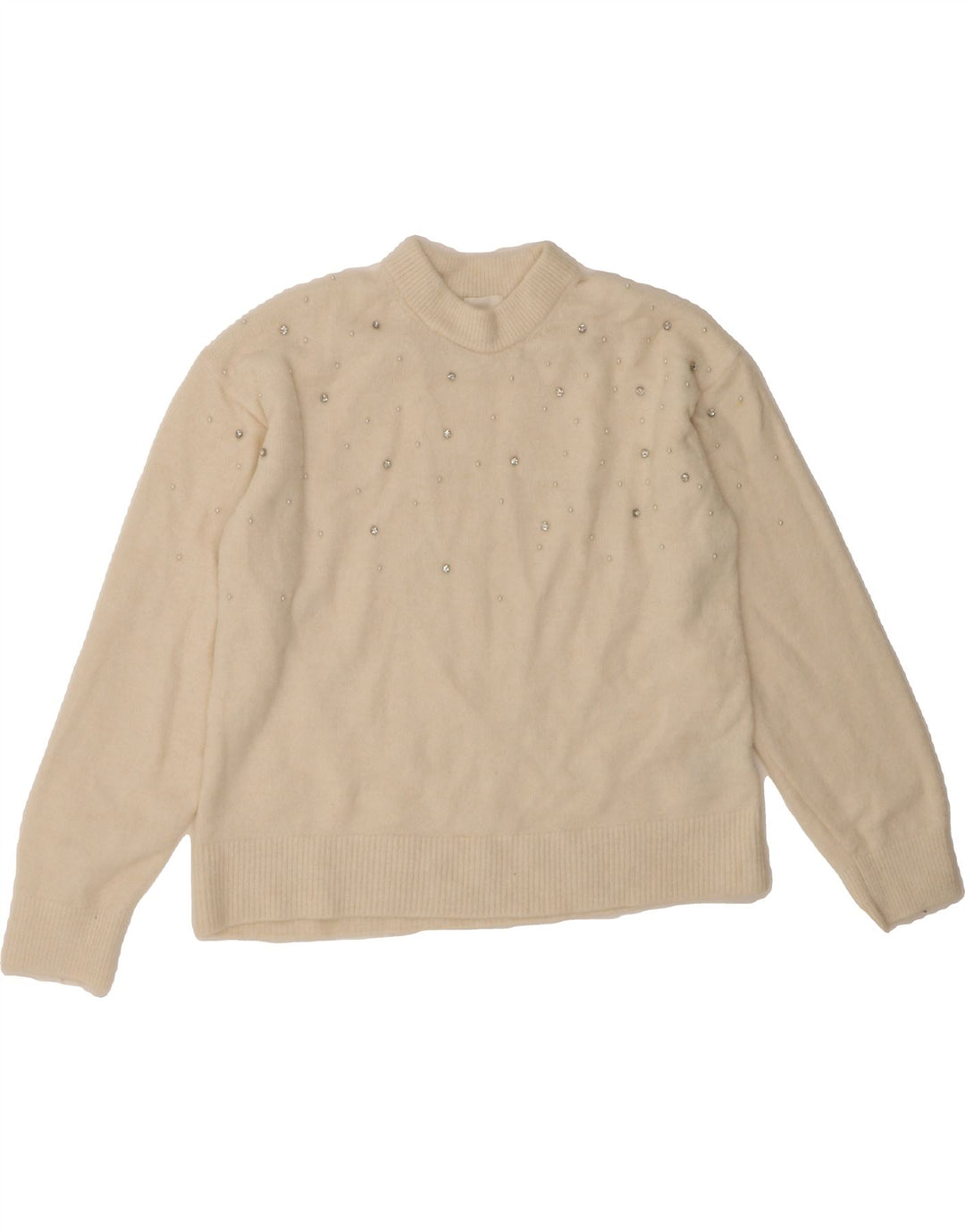 H&M Womens Oversized Turtle Neck Jumper Sweater UK 6 XS White Polyester Vintage H&M and Second-Hand H&M from Messina Hembry 
