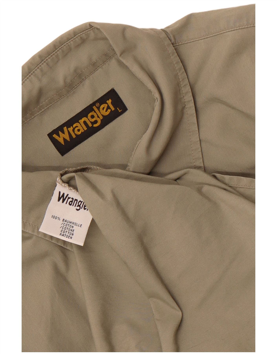 Wrangler Mens Short Sleeve Shirt Large Khaki Cotton