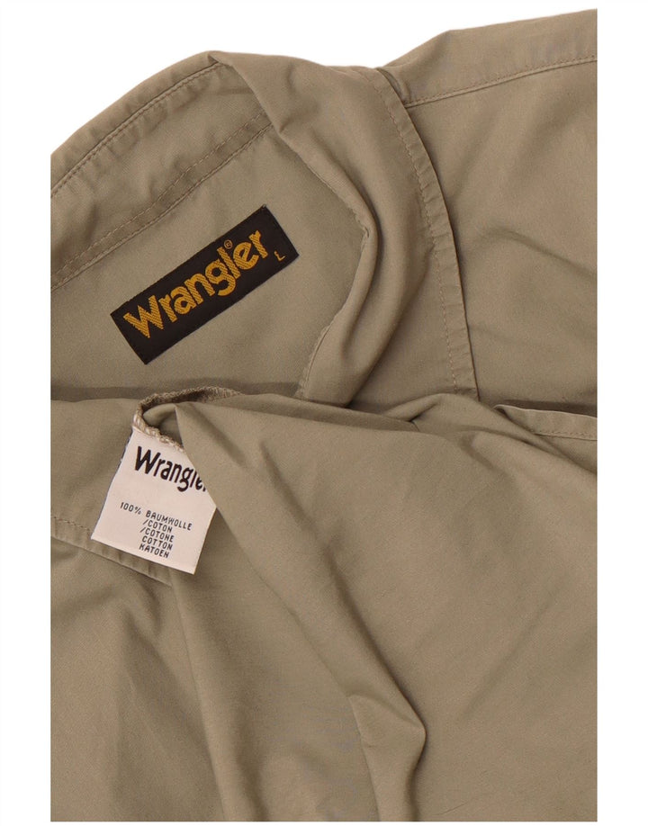 Wrangler Mens Short Sleeve Shirt Large Khaki Cotton