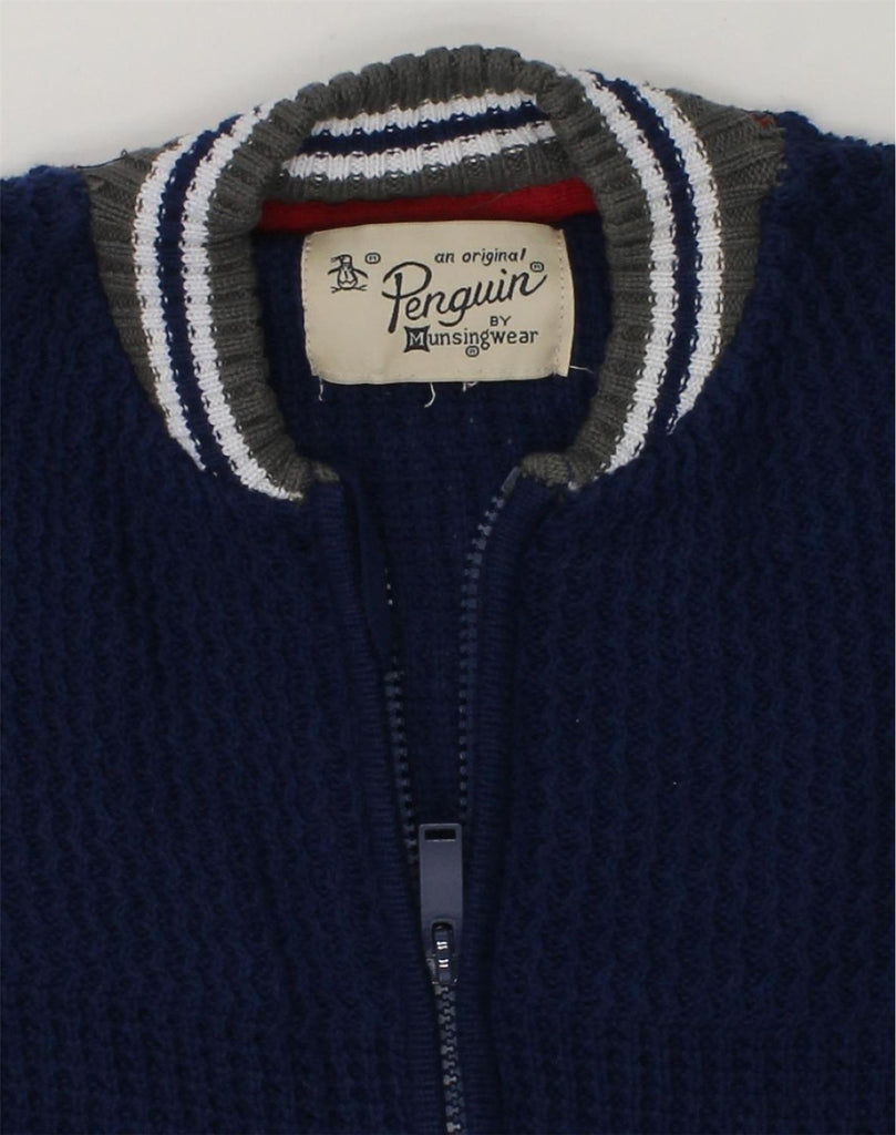 PENGUIN Boys Cardigan Sweater 14-15 Years Navy Blue Cotton | Vintage Penguin | Thrift | Second-Hand Penguin | Used Clothing | Messina Hembry 