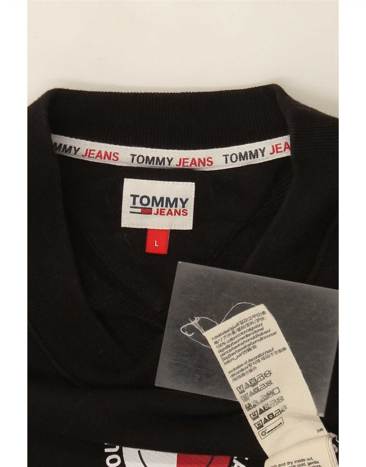 Tommy Hilfiger Mens Graphic Sweatshirt Jumper Large Black Cotton