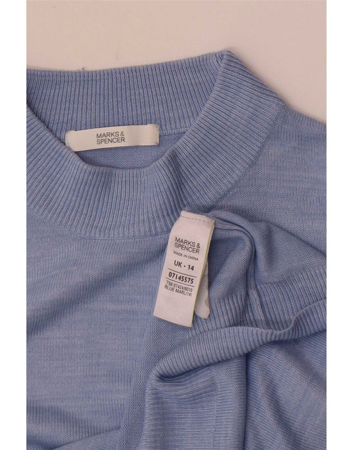 Marks & Spencer Womens Turtle Neck Jumper Sweater UK 14 Large Blue Flecked