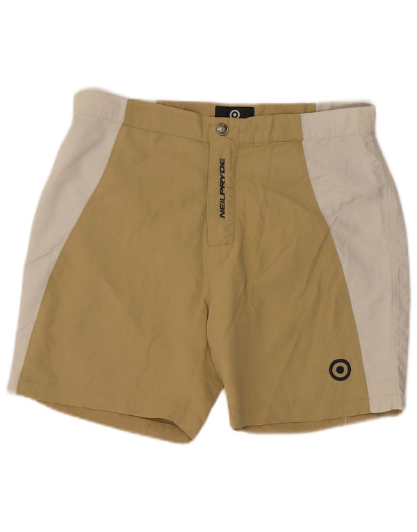 NeilPryde Mens Graphic Swimming Shorts Large Green Colourblock Cotton