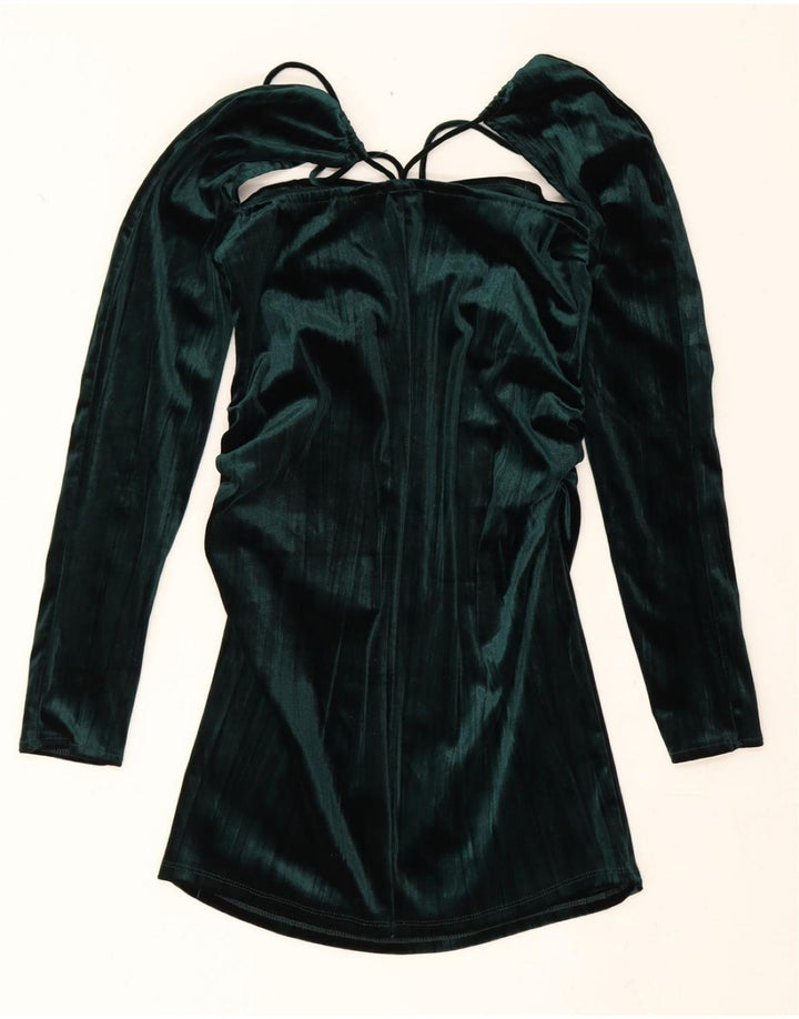 ZARA Womens Long Sleeve Bodycon Dress UK 8 Small Green Polyester Vintage Zara and Second-Hand Zara from Messina Hembry 