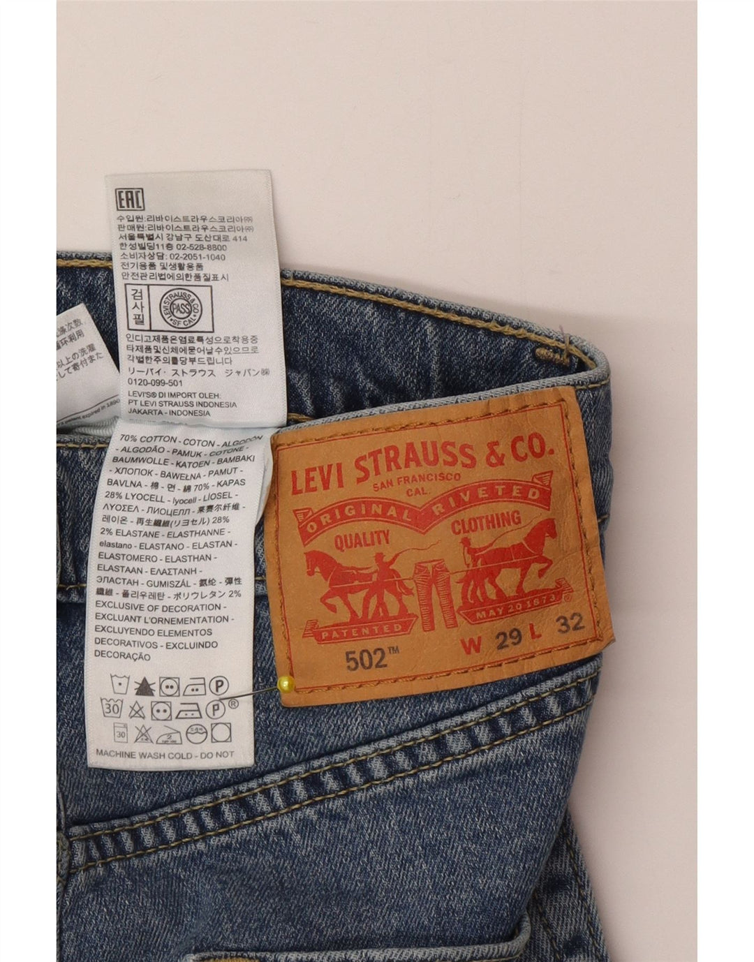 Levi's Mens 502 Tapered Jeans W29 L32 Blue Cotton