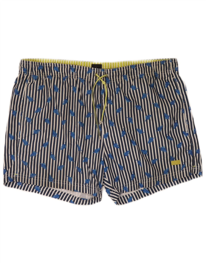 Hugo Boss Mens Swimming Shorts Large Blue Striped