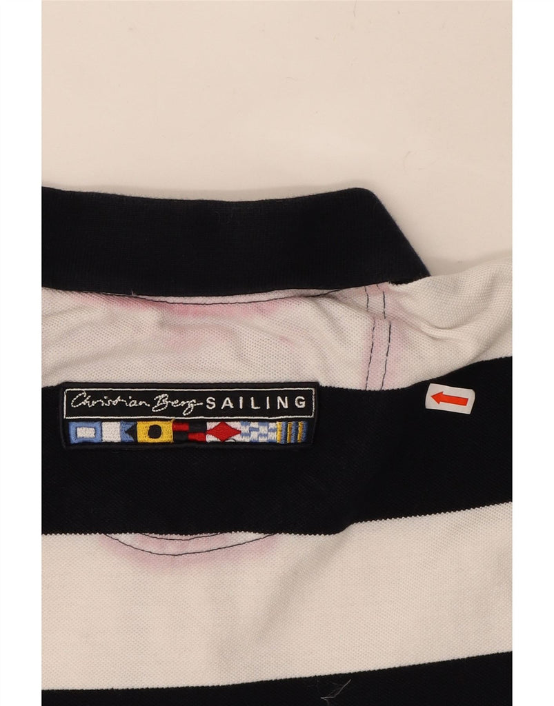 CHRISTIAN BERG Mens Graphic Polo Shirt XL Black Striped Vintage Christian Berg and Second-Hand Christian Berg from Messina Hembry 