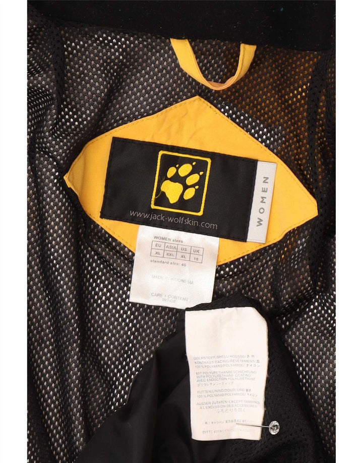 Jack Wolfskin Womens Oversized Rain Jacket UK 18 XL Yellow Colourblock