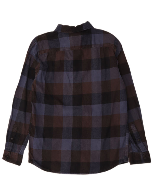 Quiksilver Mens Regular Fit Flannel Shirt Small Navy Blue Gingham Cotton