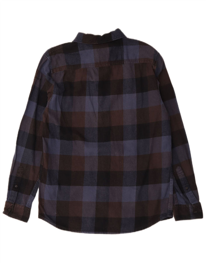Quiksilver Mens Regular Fit Flannel Shirt Small Navy Blue Gingham Cotton
