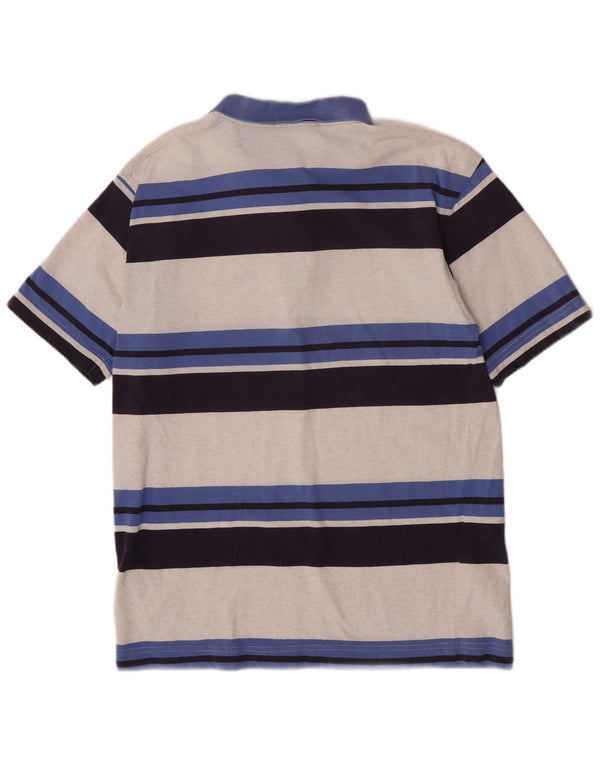 Fila Mens Short Sleeve Regular Fit Polo Shirt Small Blue Striped Cotton
