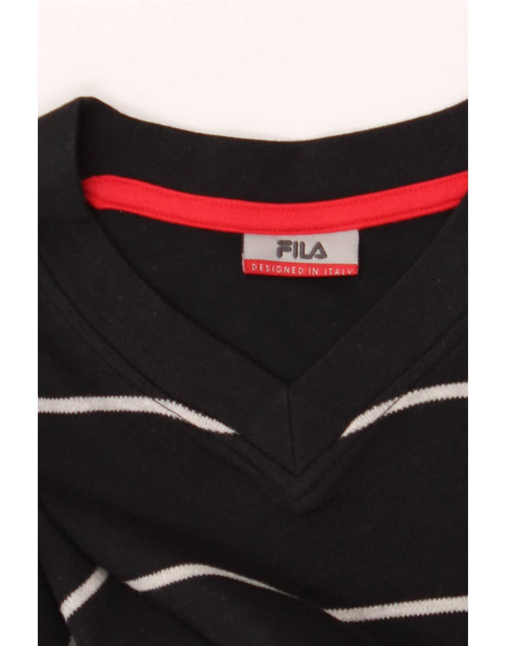 Fila Mens Regular Top Long Sleeve Medium Black Striped Cotton