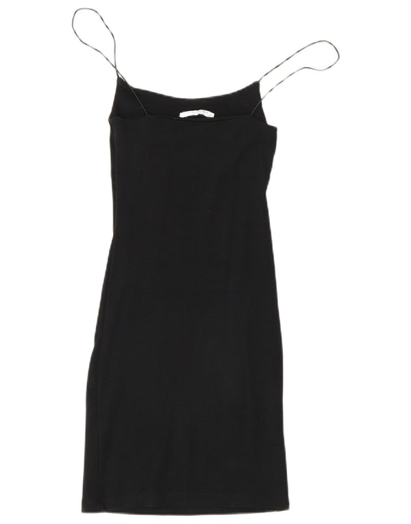 Zara Womens Slip Dress UK 8 Small Black Cotton