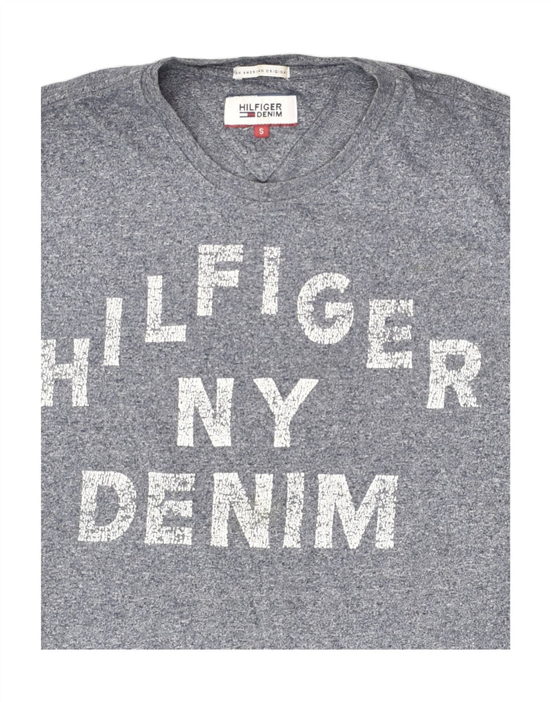 TOMMY HILFIGER Mens Graphic T-Shirt Top Small Grey Cotton | Vintage Tommy Hilfiger | Thrift | Second-Hand Tommy Hilfiger | Used Clothing | Messina Hembry 