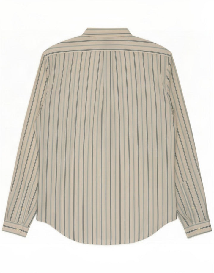 Vintage Mens Shirt Large White Striped Polyester