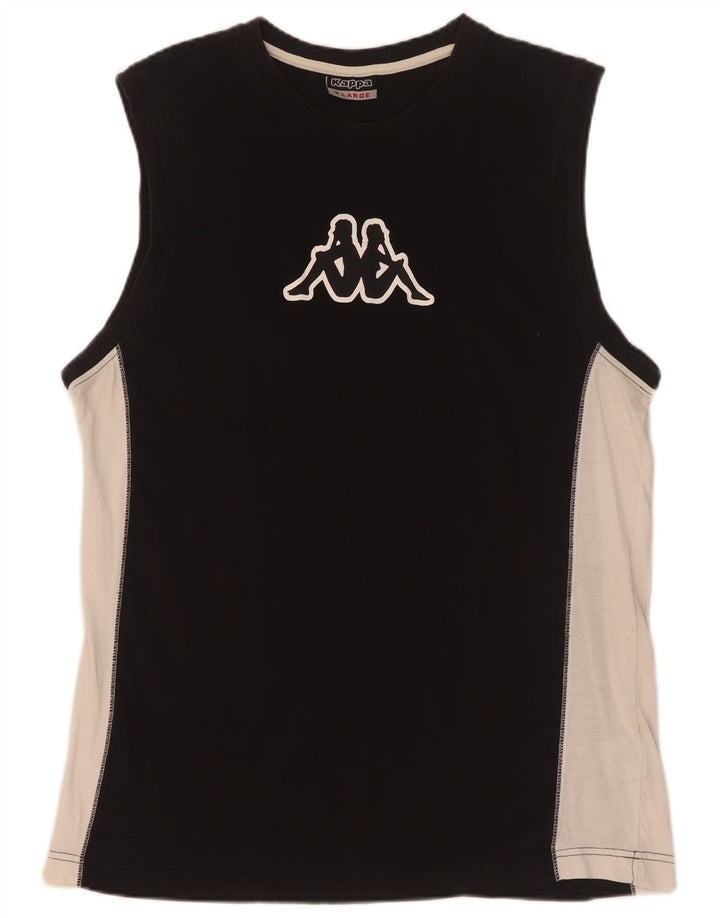 Kappa Mens Graphic Vest Top XL Black Colourblock Cotton